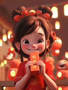 传统喜庆的女孩背景图片