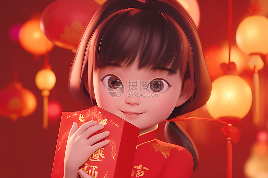 红衣少女的喜悦图片