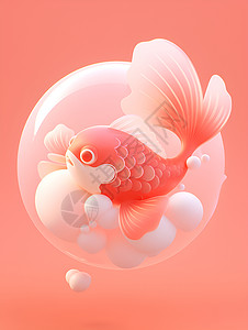 鱼儿飘浮在泡泡中图片