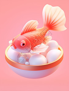 梦幻粉色金鱼背景图片