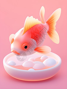 鱼儿游荡在粉色背景上图片