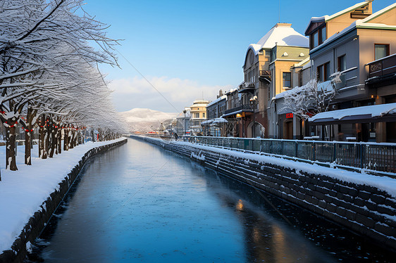 冬天的城市雪景图片