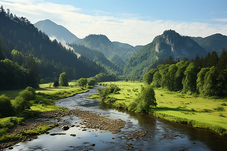 山谷中的一条河流图片