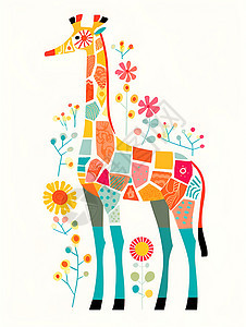 拼接的艺术长颈鹿背景图片