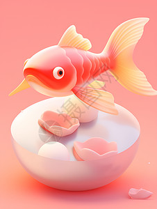 可爱的金鱼插画背景图片