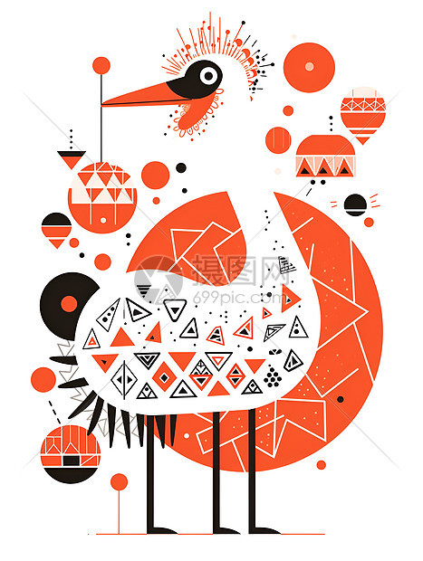 展示的长颈鸟插画图片