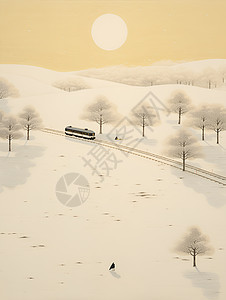 雪地中行驶的列车图片