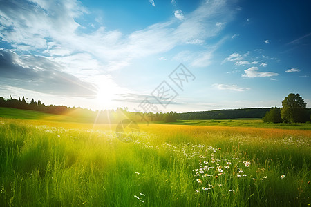 户外田野上的绿草背景图片