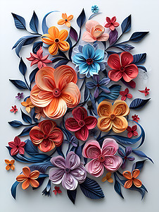 花卉剪纸艺术背景图片