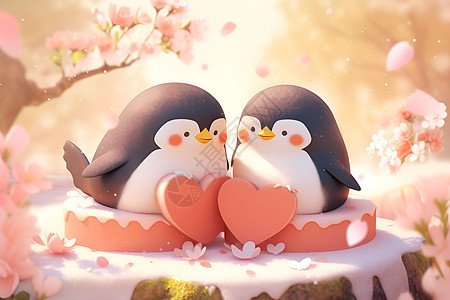 相恋的企鹅夫妇背景图片
