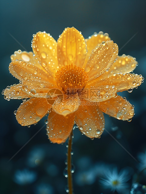 春雨中的黄金花朵图片