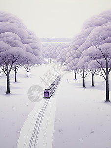 雪林中行驶的列车图片