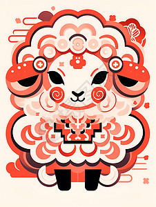红白设计的绵羊图片