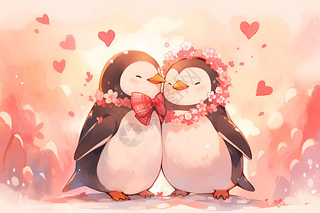 可爱企鹅夫妇图片