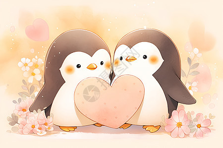 浪漫的企鹅情侣图片