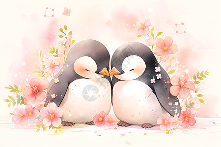 恋爱的企鹅情侣图片