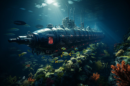 潜水艇在海面上图片
