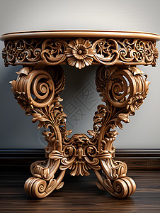 雕刻精细的木质桌图片