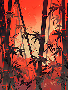 竹林红墙背景图片