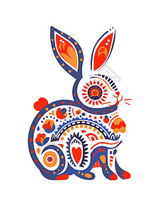 手绘艺术的兔形象插图背景图片