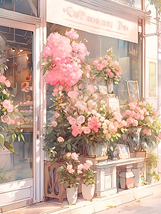 淡雅的花店插图背景图片