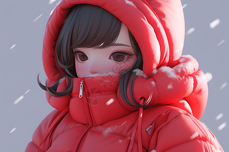 雪地里的小女孩背景图片