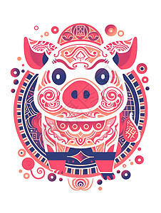 神奇的猪形象图标插图图片