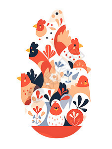 十二生肖的鸡形象图标背景图片