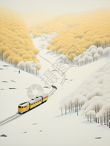 冰雪原野上的列车图片