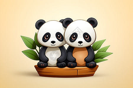 可爱的卡通熊猫图标插图图片