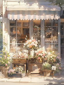 街角的复古花店背景图片