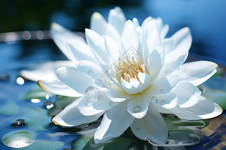 水上漂浮的白色花朵背景图片