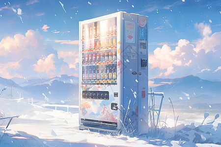 冬季户外简约的售货机背景图片