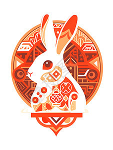 简约可爱的兔子贴纸背景图片