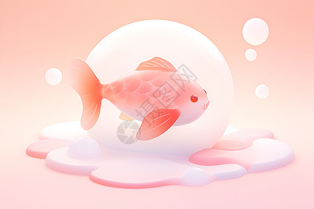粉色梦幻中的金鱼图片