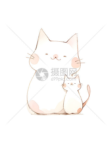 迷人的线描小猫图片