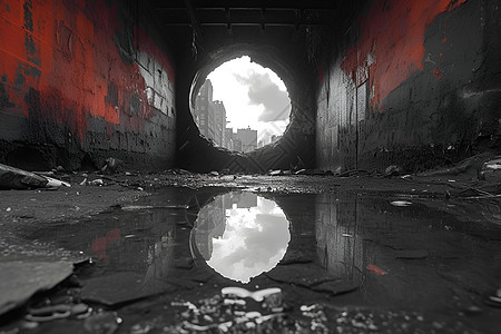 隧道里的水坑图片