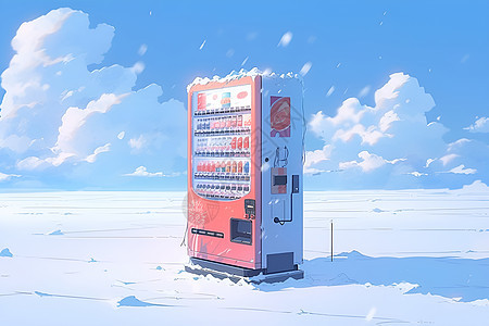 雪地里的饮料贩卖机图片