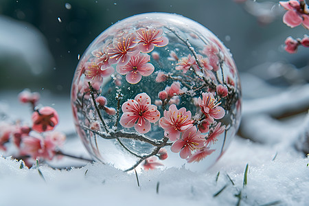 冰雪中的梅花图片