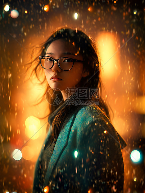 雨中的长发女子图片