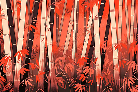 红叶竹林的竹海背景图片