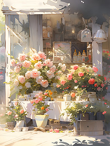 温馨的花店背景图片