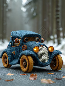 小巧可爱的毛绒汽车玩具背景图片