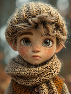 小巧可爱的3D毛毡玩偶背景图片