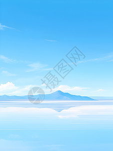 湛蓝的盐湖风景图片