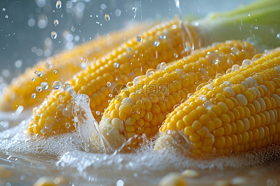水中清洗的玉米图片