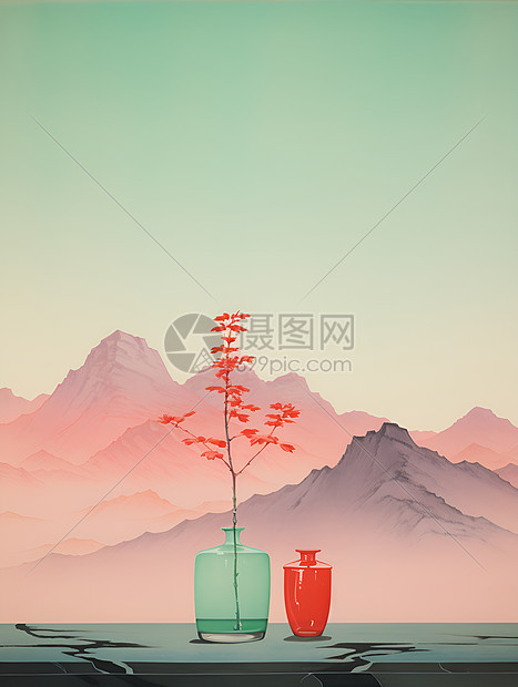 水墨瓷器插画图片