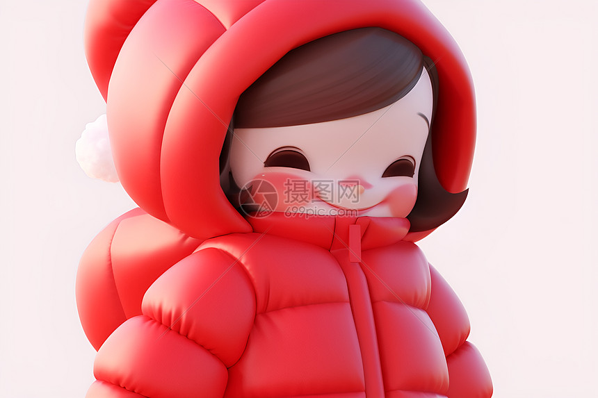 欢乐红衣雪中笑-小女孩描述图片