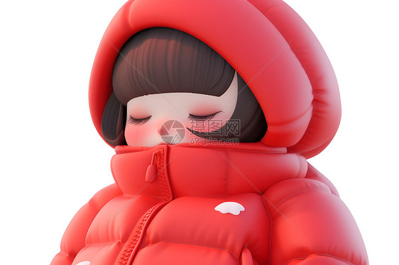 冬日中的红衣少女图片