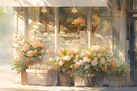 街角的老式花店背景图片